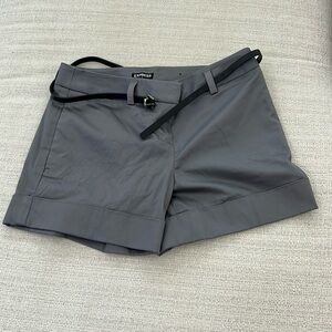 More like mid rise dressy shorts, but not a choice. Gray. Size 2 from Express.